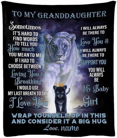 To My Granddaughter From Grandma - Personalized Elephant Blanket Gift For Birthday Anniversary Wedding Graduation Gift For Her
