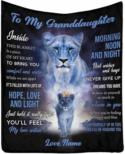 To My Granddaughter From Grandma - Personalized Elephant Blanket Gift For Birthday Anniversary Wedding Graduation Gift For Her