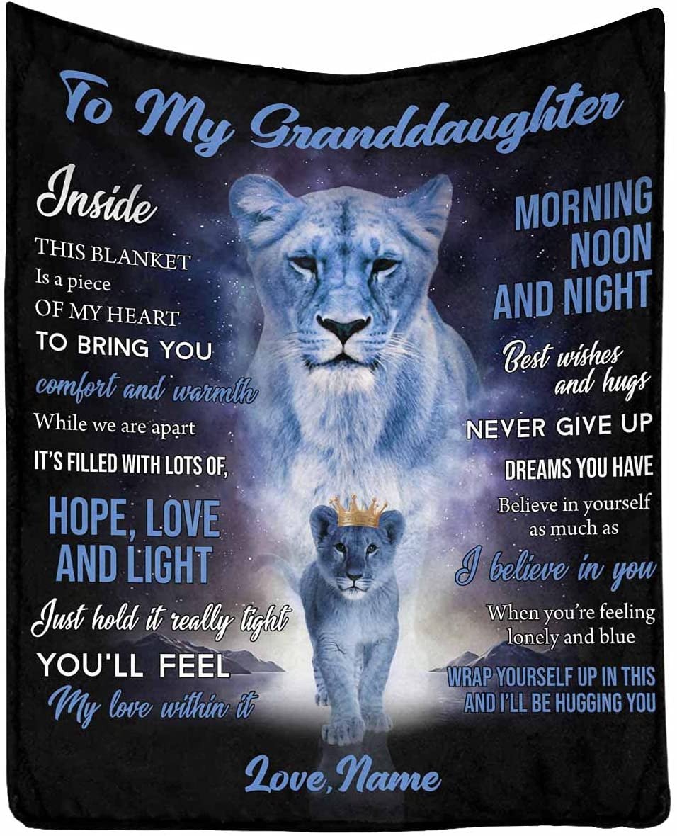 To My Granddaughter From Grandma - Personalized Elephant Blanket Gift For Birthday Anniversary Wedding Graduation Gift For Her