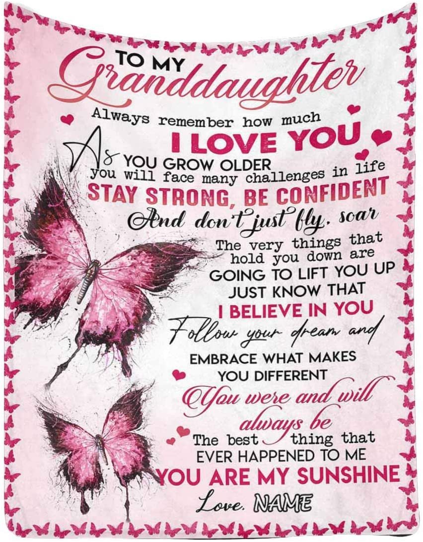 To My Granddaughter From Grandma - Personalized Elephant Blanket Gift For Birthday Anniversary Wedding Graduation Gift For Her