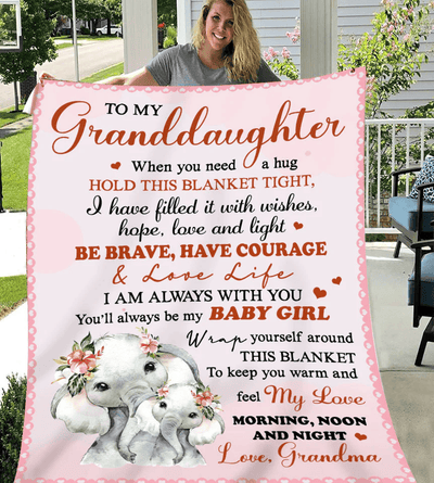 To My Granddaughter From Grandma - Personalized Elephant Blanket Gift For Birthday Anniversary Wedding Graduation Gift For Her
