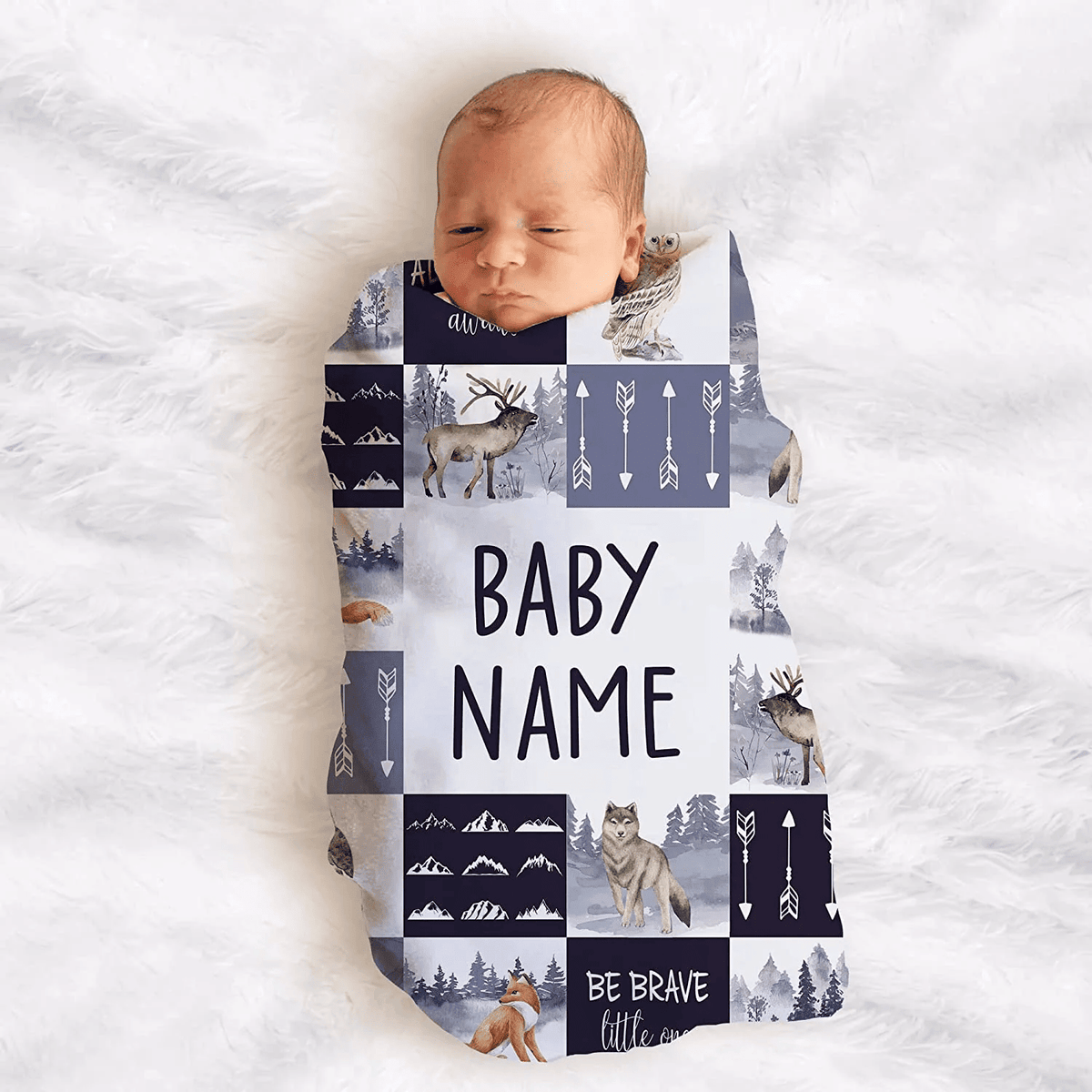 Personalized Baby Blankets, Custom Baby Blanket - Baby Blanket with Name for Boys, Best Gift for Baby, Newborn Deer Flush Fleece