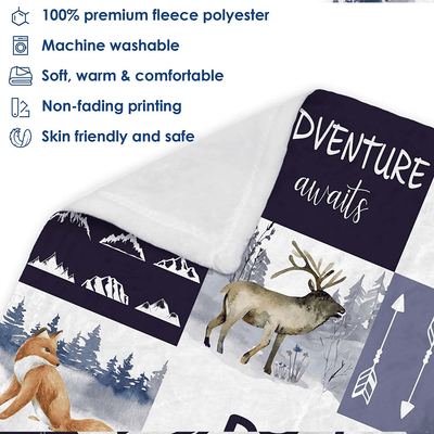 Personalized Baby Blankets, Custom Baby Blanket - Baby Blanket with Name for Boys, Best Gift for Baby, Newborn Deer Flush Fleece