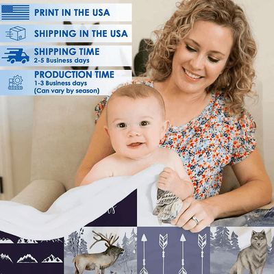 Personalized Baby Blankets, Custom Baby Blanket - Baby Blanket with Name for Boys, Best Gift for Baby, Newborn Deer Flush Fleece