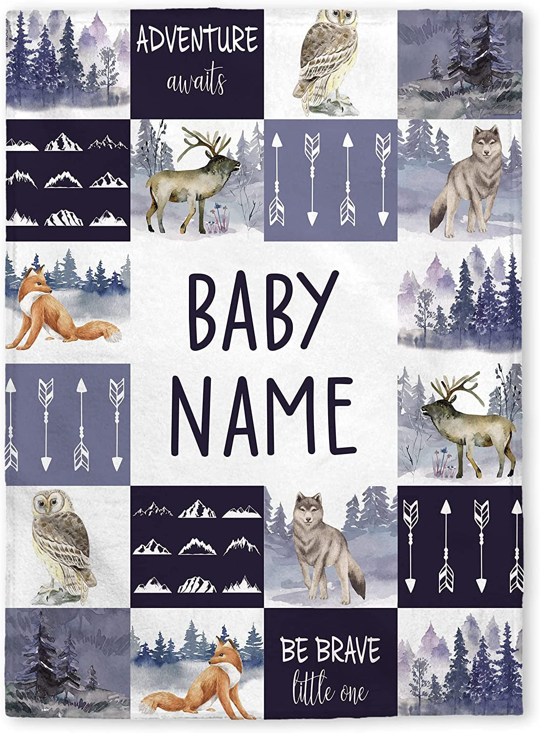 Personalized Baby Blankets, Custom Baby Blanket - Baby Blanket with Name for Boys, Best Gift for Baby, Newborn Deer Flush Fleece
