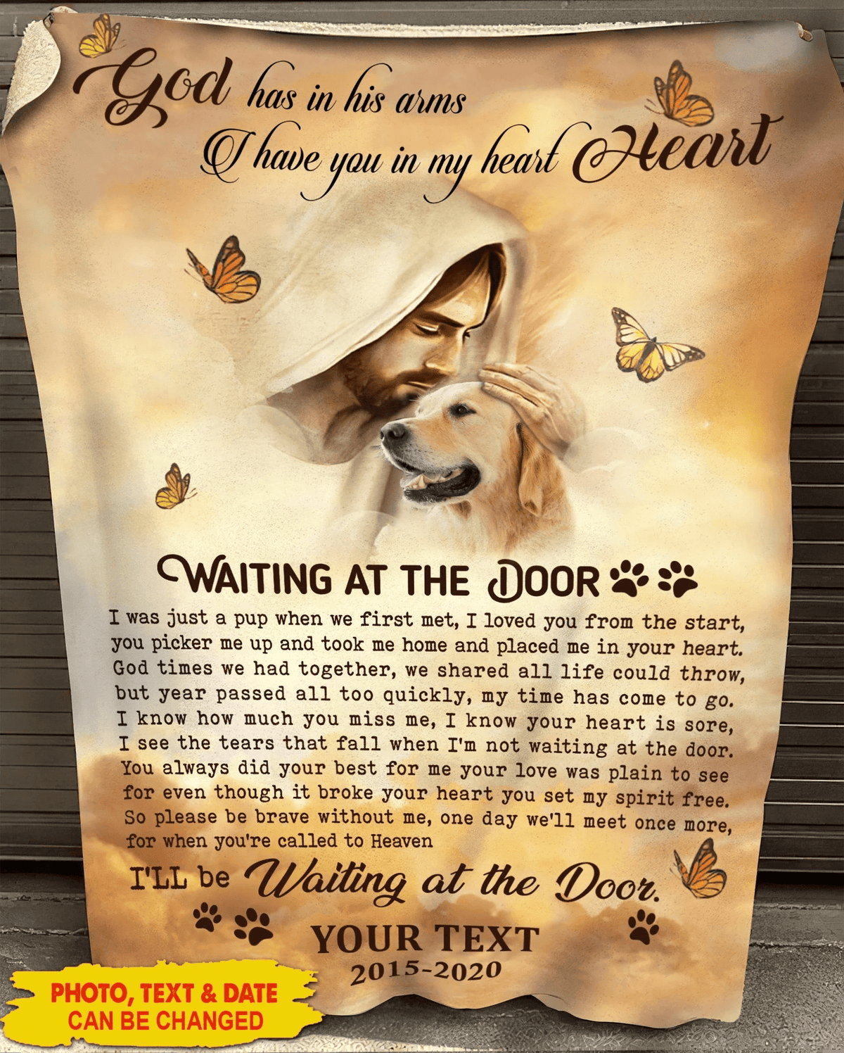 Personalized God has in his arms, Dog Memory Fleece/Sherpa/Woven Blanket