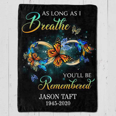 Infinity Butterflies Memorial Personalized Fleece Blanket