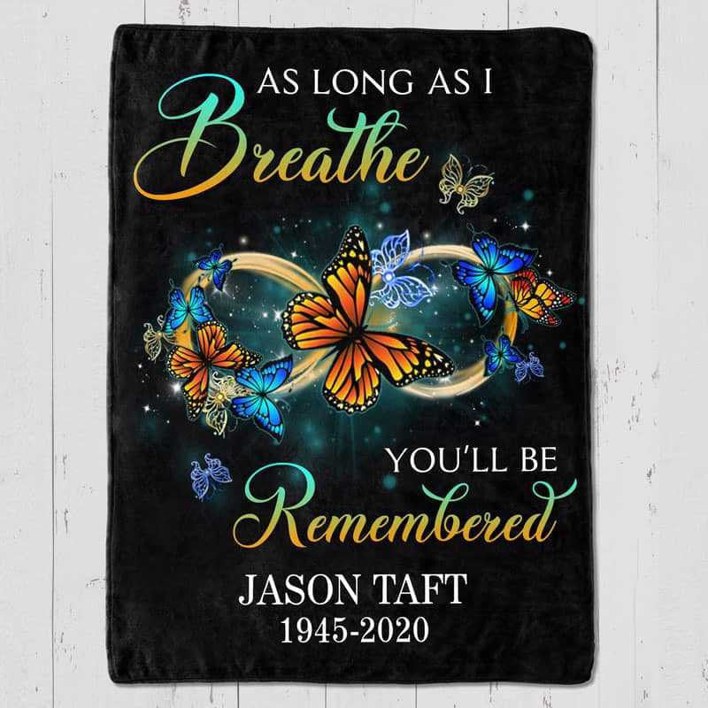 Infinity Butterflies Memorial Personalized Fleece Blanket