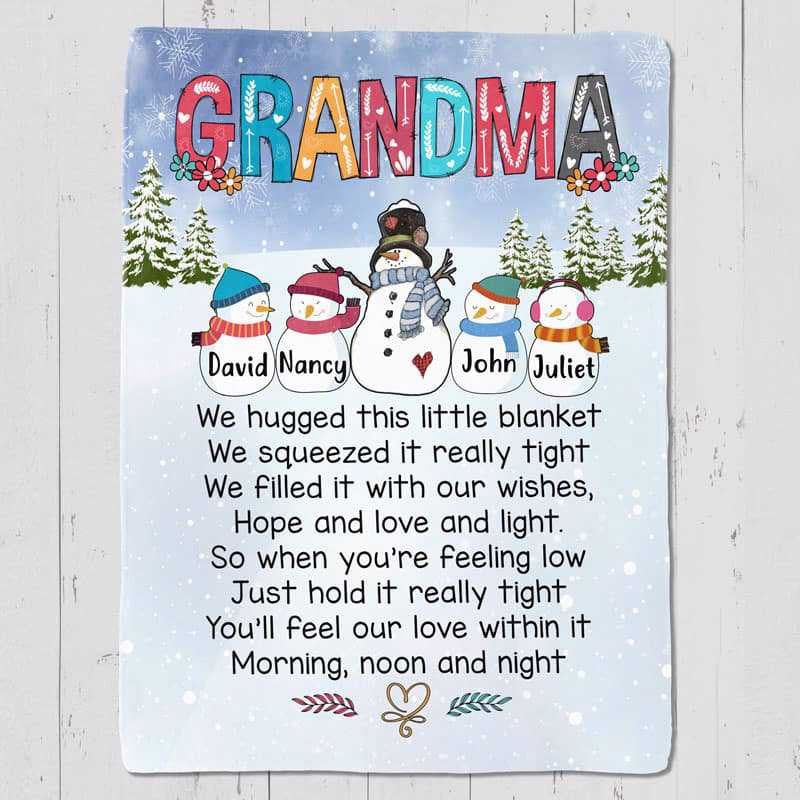 Nana Snowman Personalized Fleece Blanket