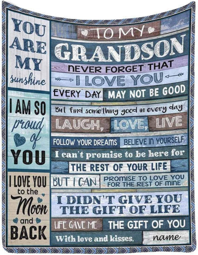 Grandson Blanket To My Grandson Blanket From Grandpa & Grandma Personalized Blanket Birthday Graduation Anniversary Wedding Gift