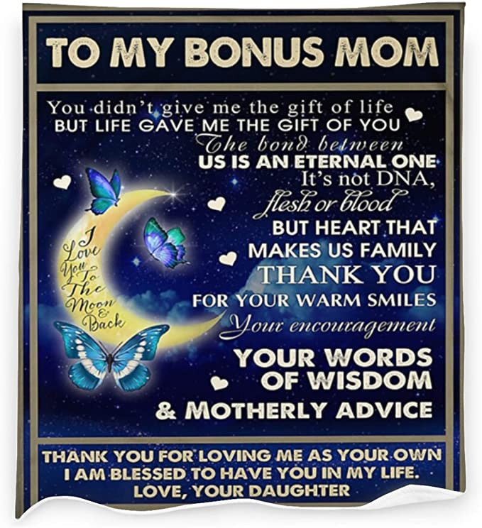 To my Bonus Mom blanket Step Mom blanket Personalized Fleece Sherpa Blankets