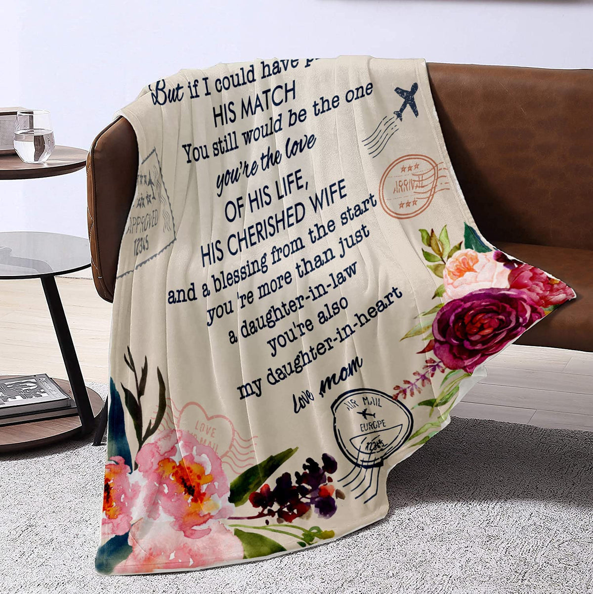To My Daughter In Law Gift Ideas From Moms Blanket Super Soft Throw Warm Blankets Future Daughter-In-Law Birthdays Anniversary Wedding Gifts Presents Idea For Bed Sofa Adults