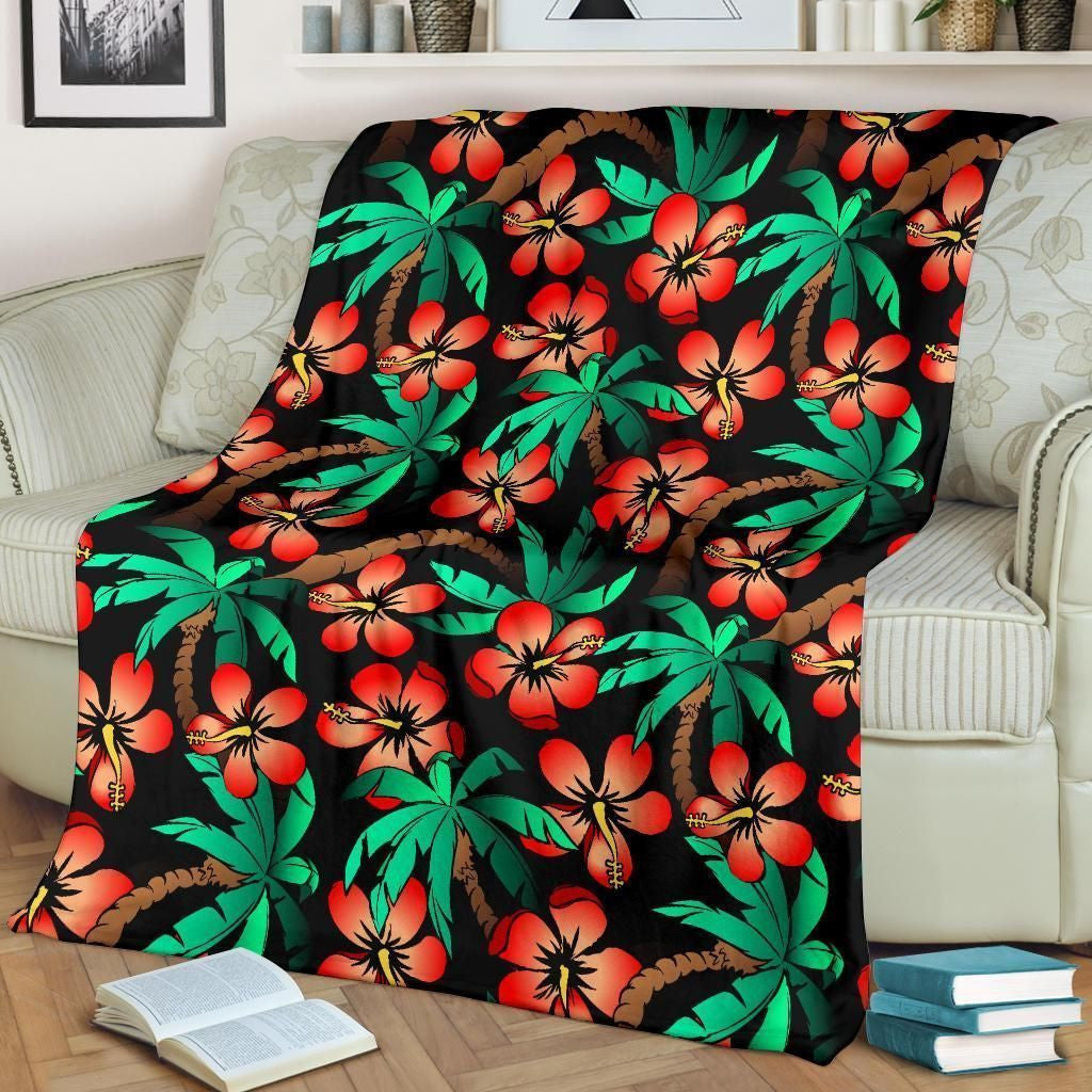 Fresh Hawaiian Themed Pattern Print Design Fleece Blanket