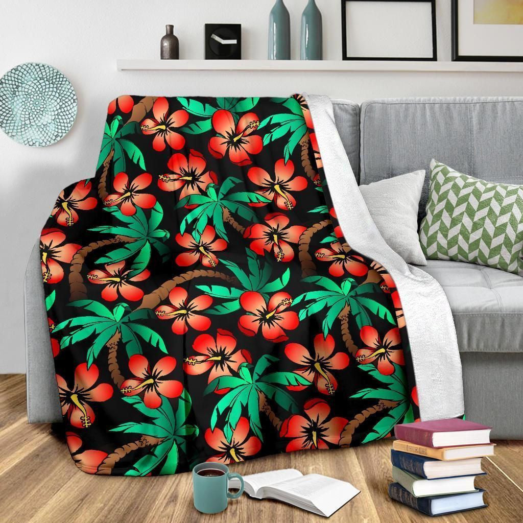 Fresh Hawaiian Themed Pattern Print Design Fleece Blanket