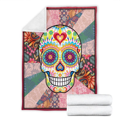 Sugar Skull Hippie Skeleton Fleece Blanket