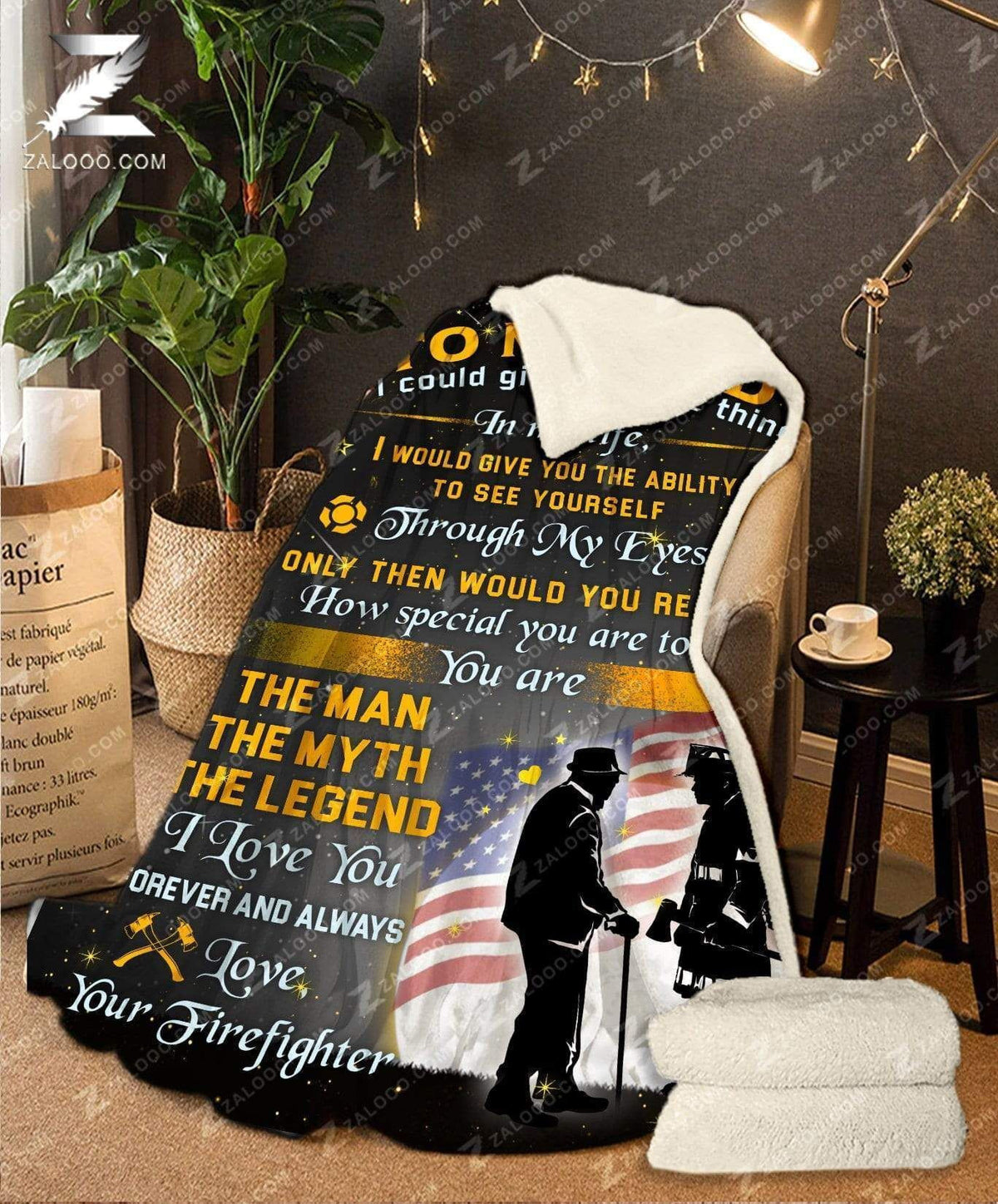 Fleece Blanket - Firefighter Blanket - Dad - The Man The Myth The Legend
