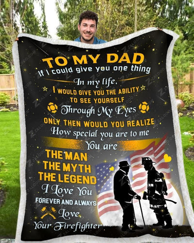 Fleece Blanket - Firefighter Blanket - Dad - The Man The Myth The Legend