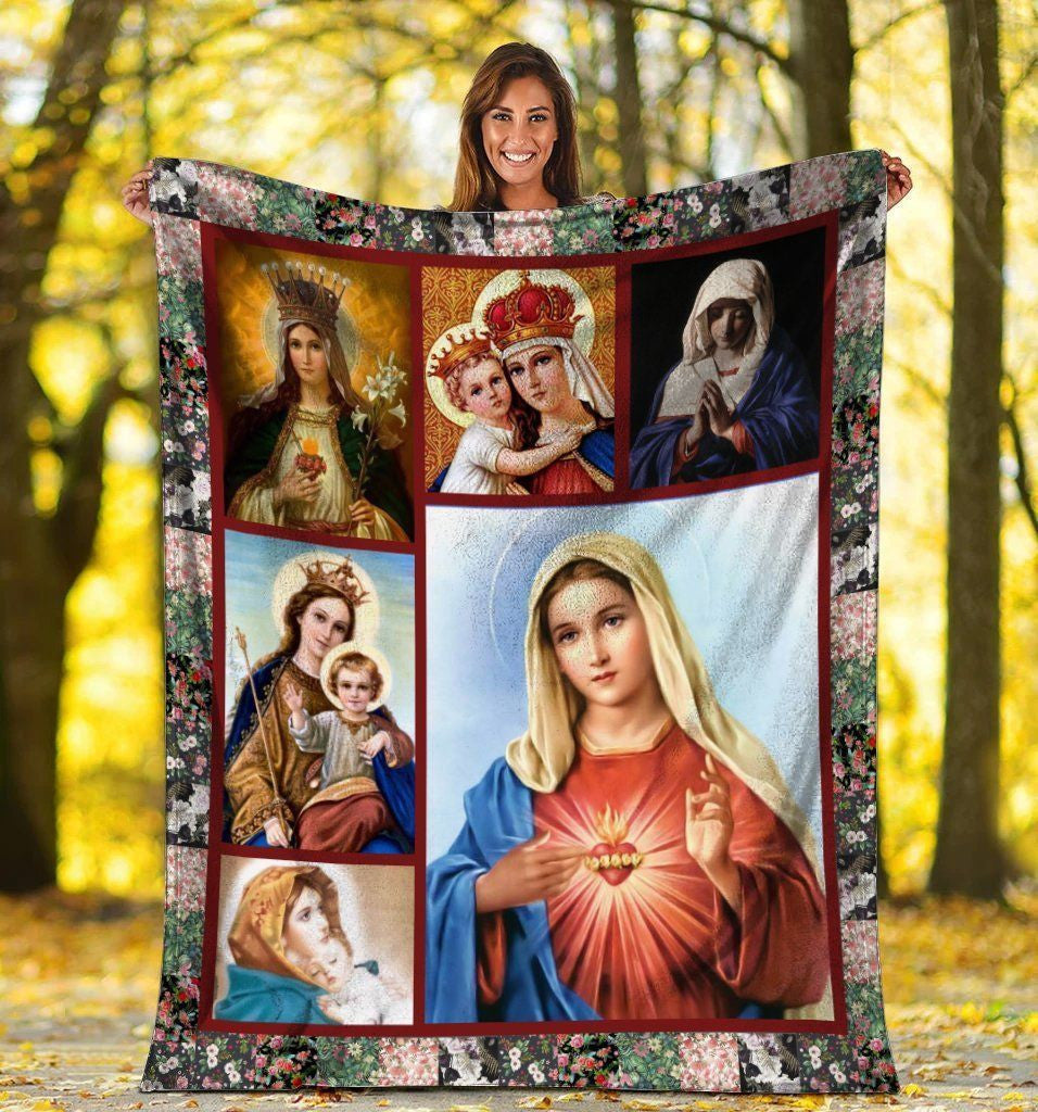 Maria Mother Christian God Fleece Blanket