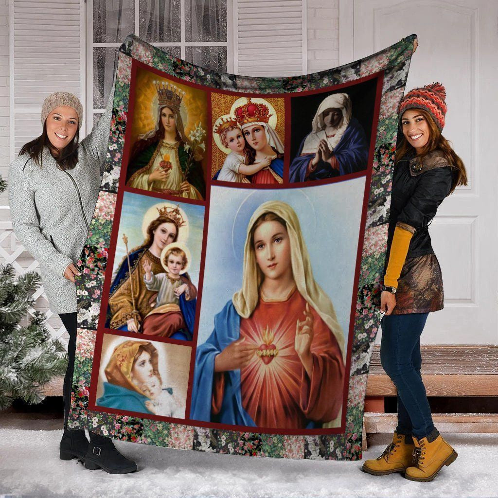 Maria Mother Christian God Fleece Blanket