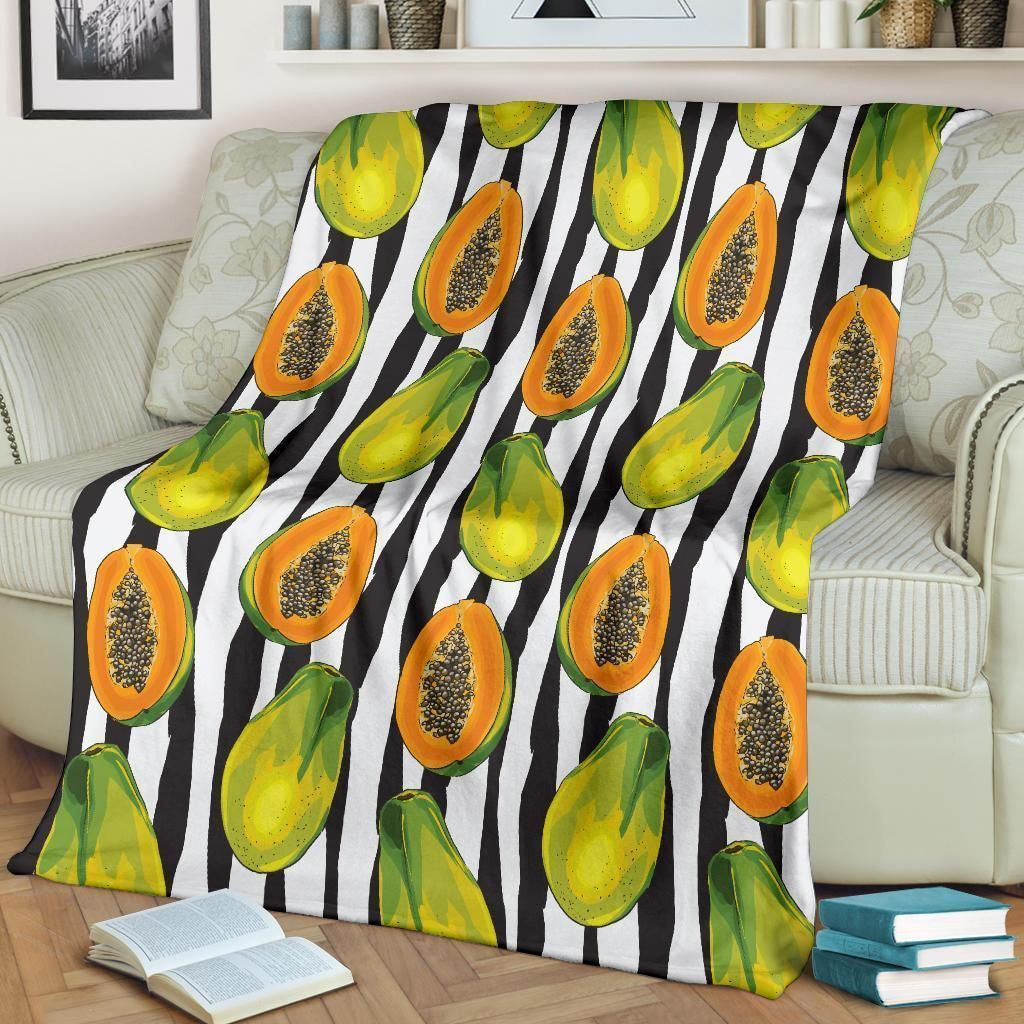 Tropical Fruit Yummy Papaya Pattern Fleece Blanket