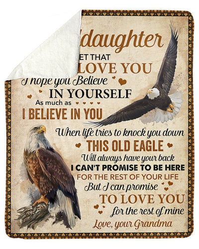 Eagle Grandma To My Granddaughter Fleece Blanket Believe In Yourself Sherpa Blanket