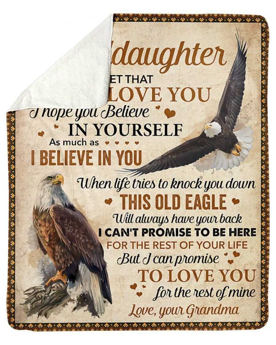 Eagle Grandma To My Granddaughter Fleece Blanket Believe In Yourself Sherpa Blanket