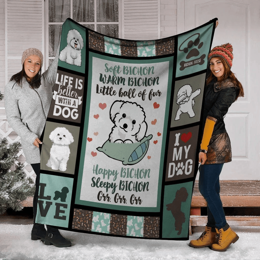 Soft Bichon Warm Bichon Little Ball Of Fur Bichon Frise Dog Fleece Blanket