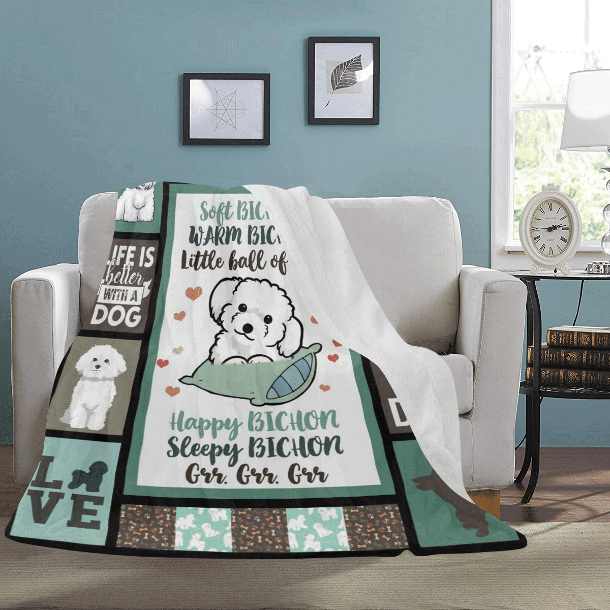 Soft Bichon Warm Bichon Little Ball Of Fur Bichon Frise Dog Fleece Blanket