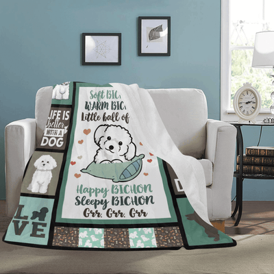 Soft Bichon Warm Bichon Little Ball Of Fur Bichon Frise Dog Fleece Blanket