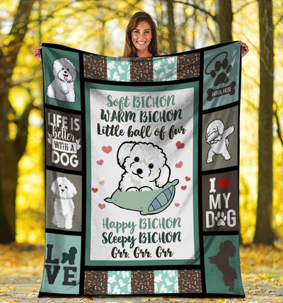 Soft Bichon Warm Bichon Little Ball Of Fur Bichon Frise Dog Fleece Blanket