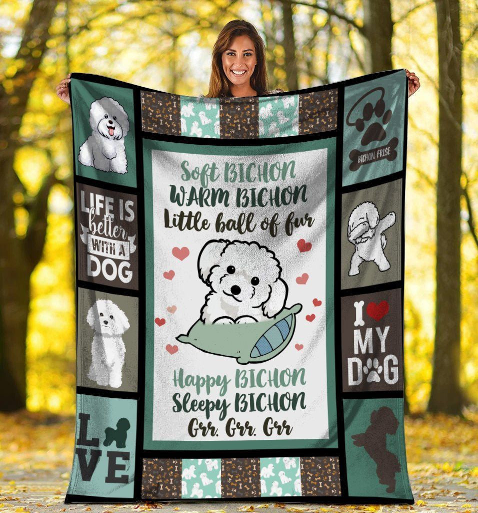Soft Bichon Warm Bichon Little Ball Of Fur Bichon Frise Dog Fleece Blanket