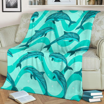 Dolphin Beauty Of Wave Print Fleece Blanket