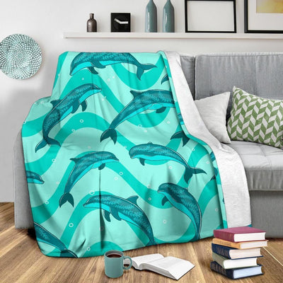 Dolphin Beauty Of Wave Print Fleece Blanket