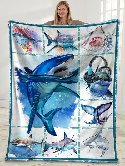 3d Great White Shark For Shark Lover Fleece Blanket