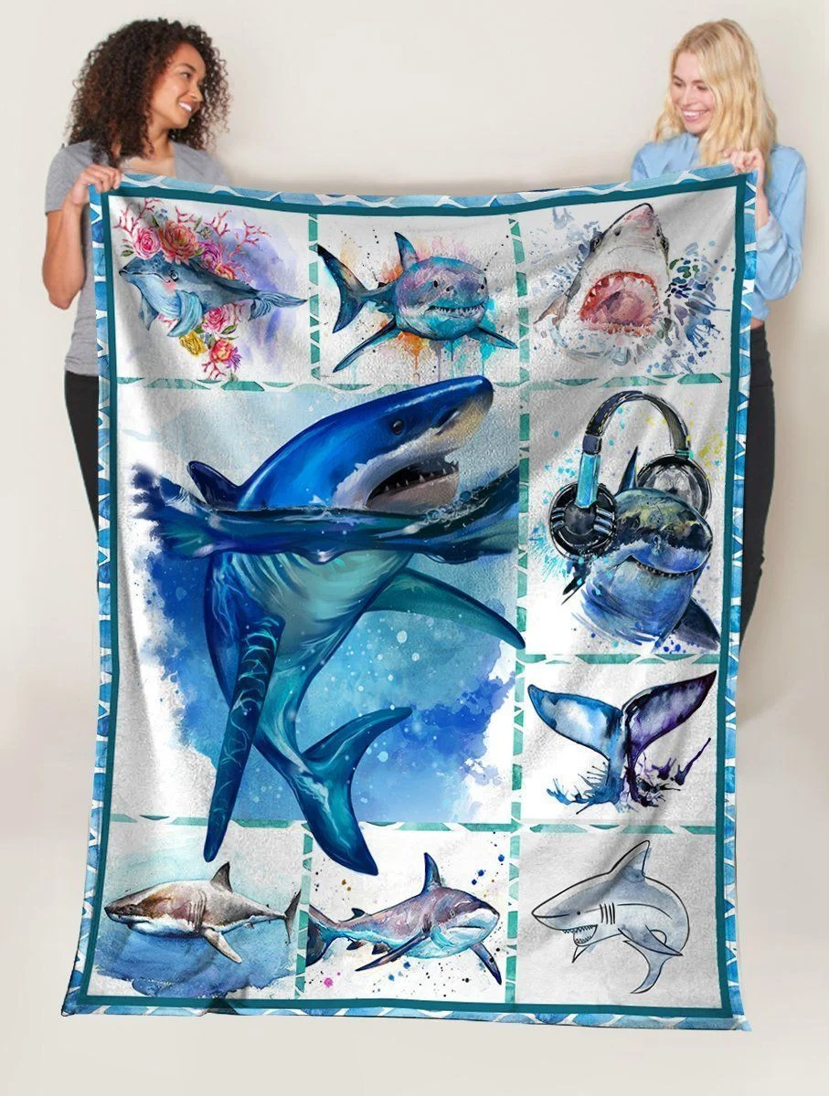 3d Great White Shark For Shark Lover Fleece Blanket