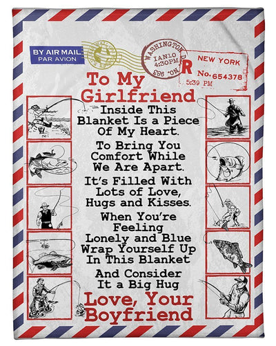 Giving Fishing Lover's Girlfriend Inside This Blanket Is A Piece Of My Heart Fleece Blanket Fleece Blanket