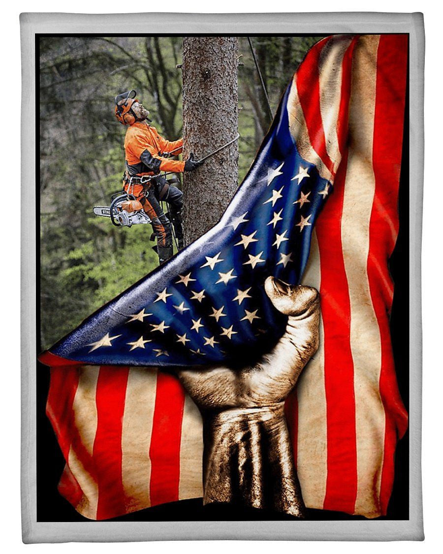 Arborist American Flag Fleece Blanket