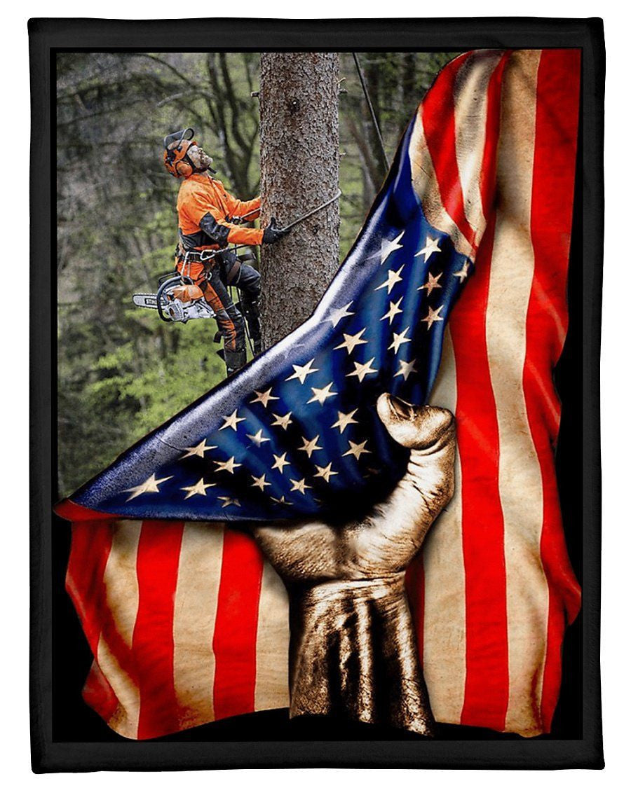 Arborist American Flag Fleece Blanket