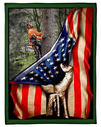 Arborist American Flag Fleece Blanket