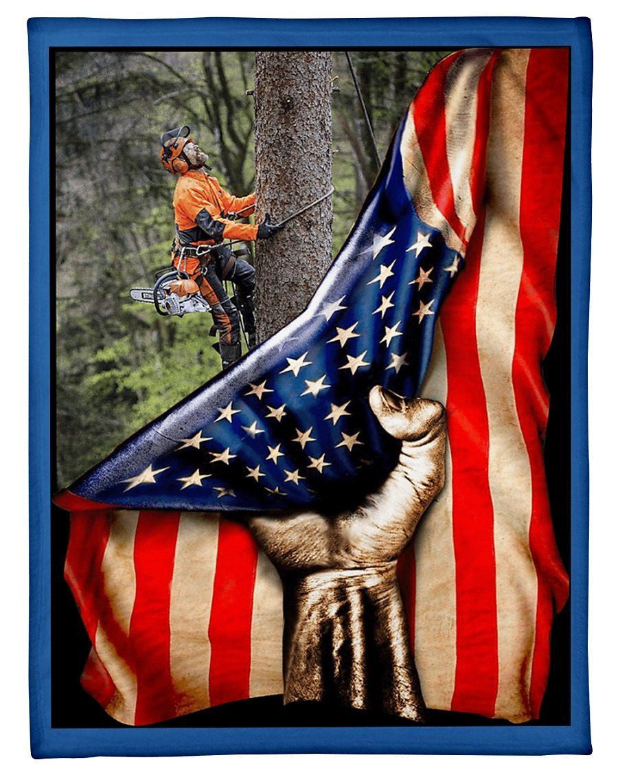 Arborist American Flag Fleece Blanket