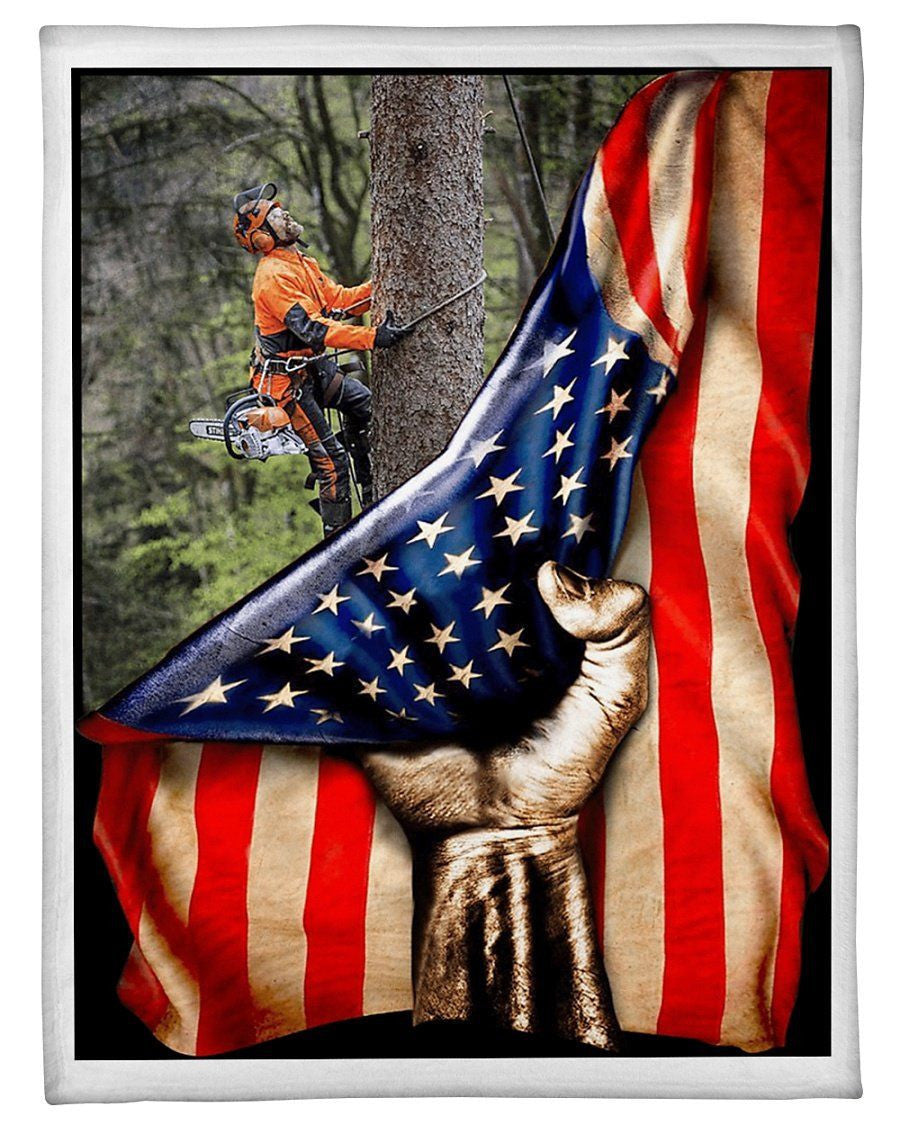 Arborist American Flag Fleece Blanket