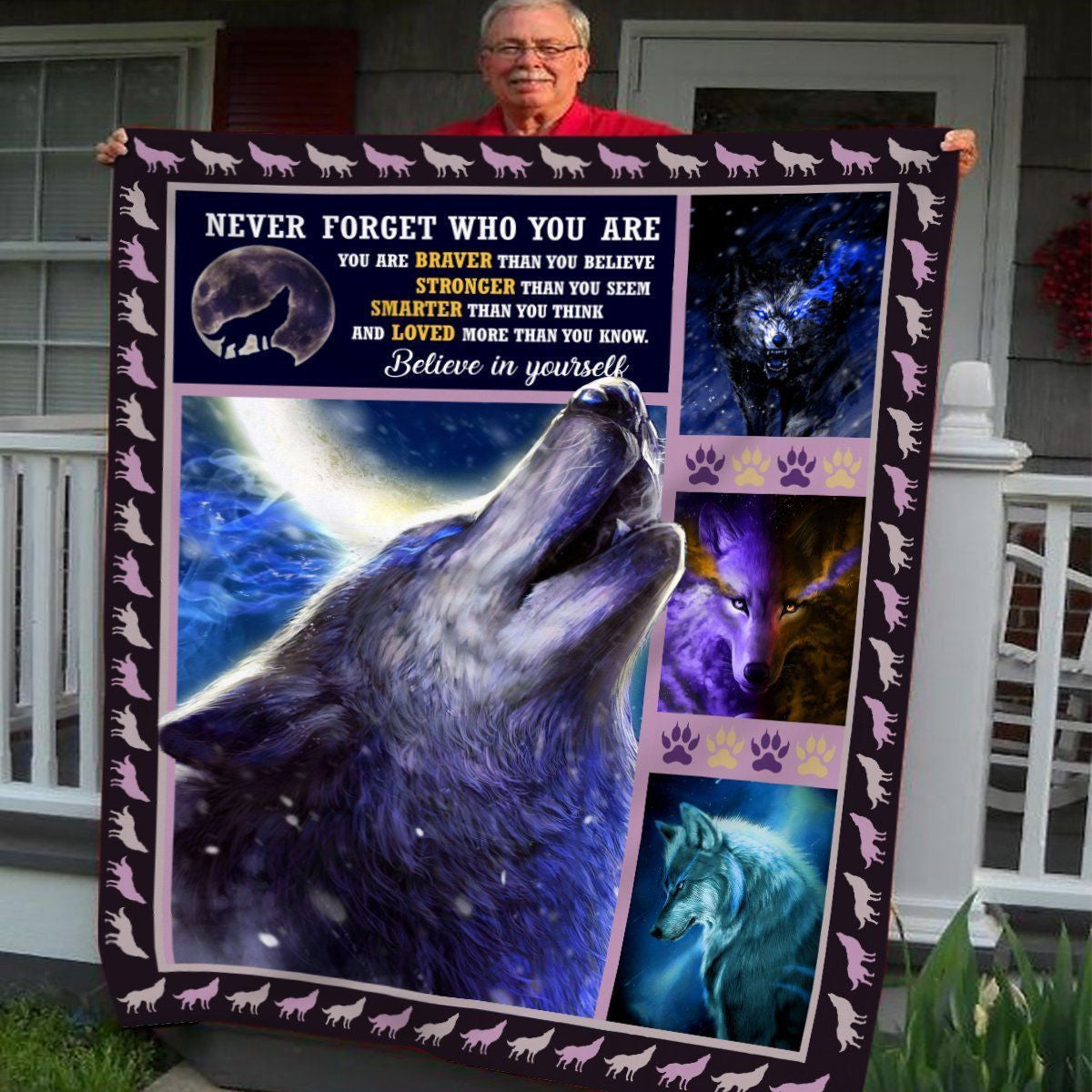 Howling Wolf Quote Native American Soft Fleece Blanket Gift