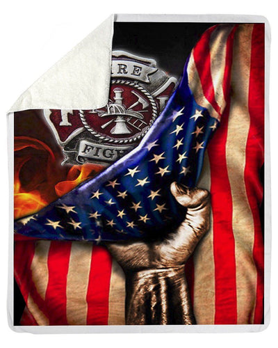 Firefighter Usa Flag For Fireman Fleece Blanket