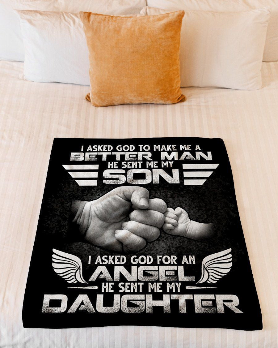 God Sent Me My Son And Daughter Fleece Blanket