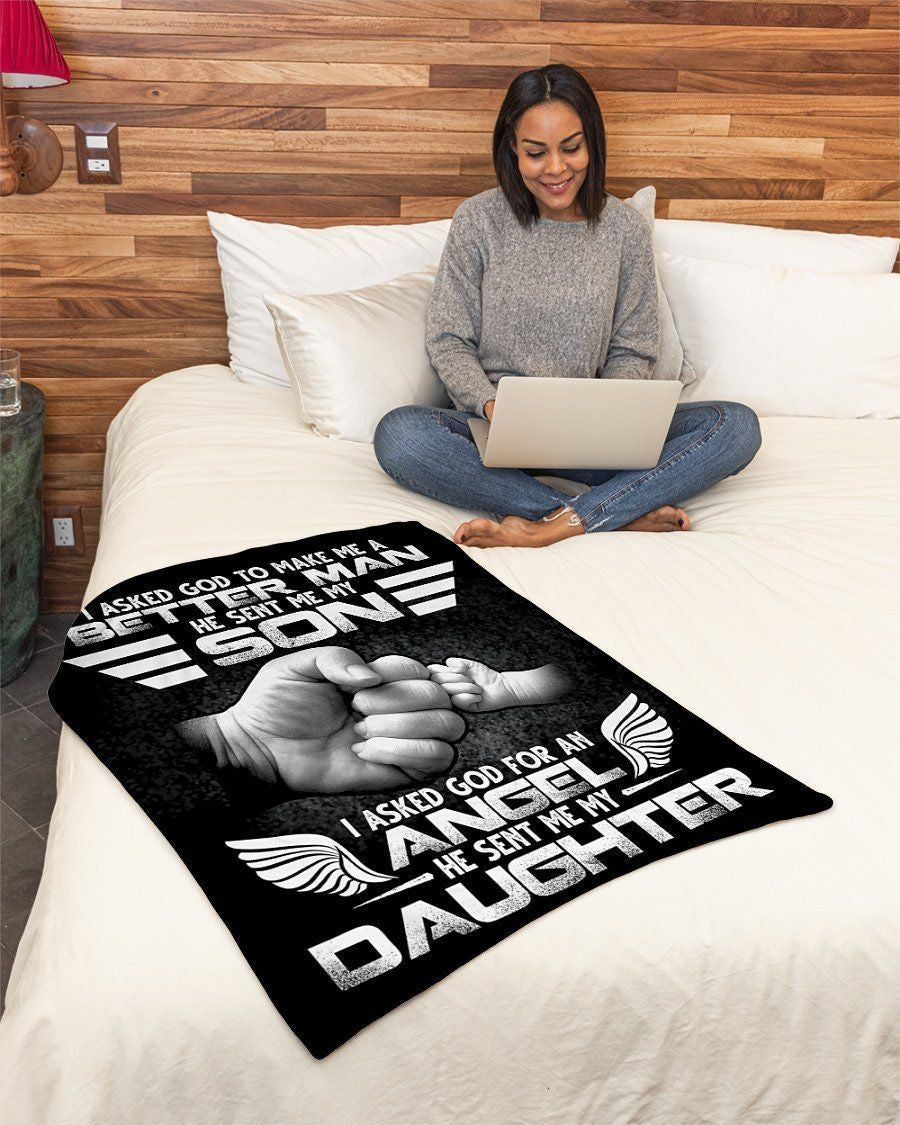 God Sent Me My Son And Daughter Fleece Blanket
