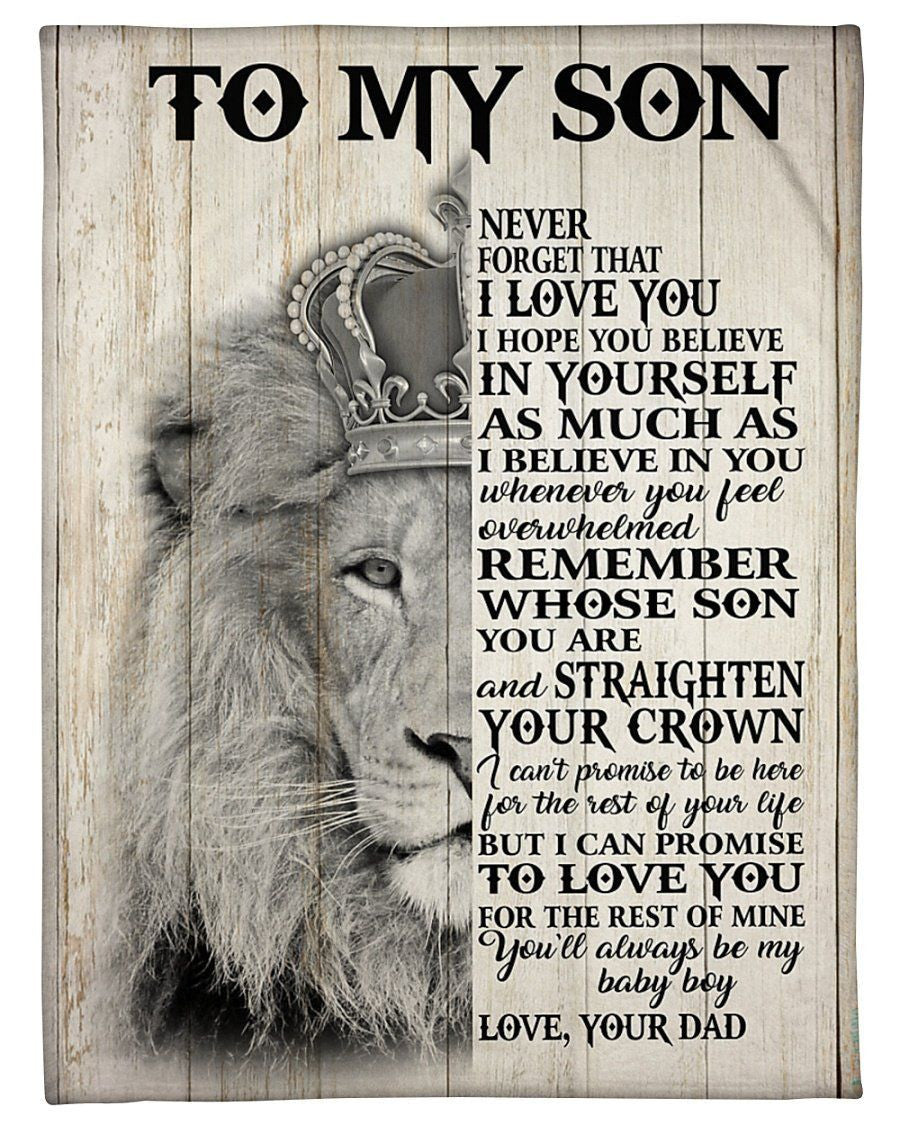 Son Dad Gift Lion Design You'll Always My Baby Boy Fleece Blanket Fleece Blanket
