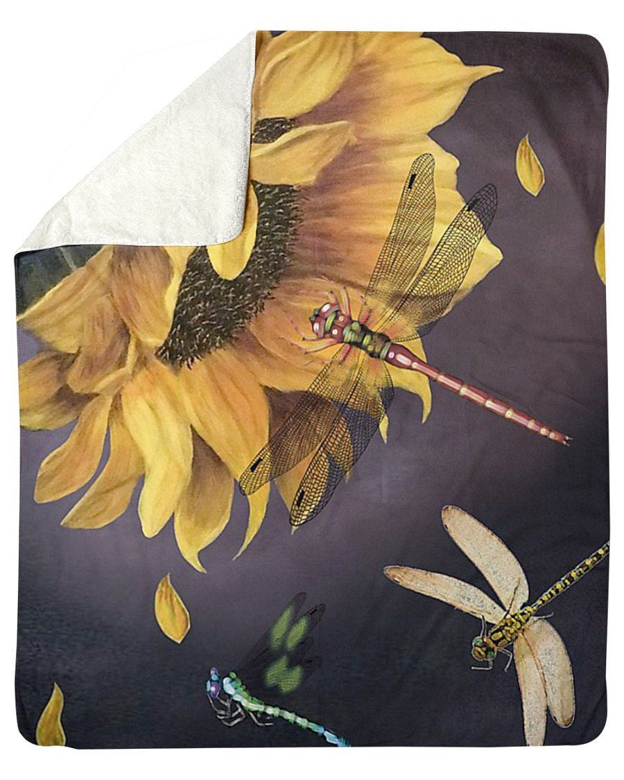 Dragonfly Sunflower Cute Gifts Fleece Blanket