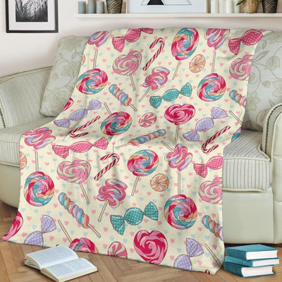 Candy Pattern Print Design White Fleece Blanket
