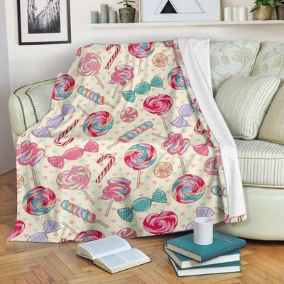 Candy Pattern Print Design White Fleece Blanket