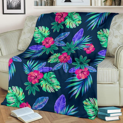Cool Fresh Tropical Flower Pattern Print Design Fleece Blanket